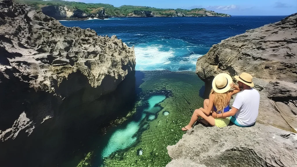The crystal clear natural infinity pool of Angel Billabong, a highlight of the West Nusa Penida tour